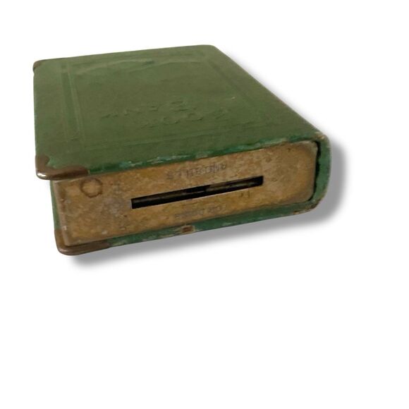 Green Metal Book Bank Advertising Small Souvenir Collectible Vignette Piece - Picture 10 of 10